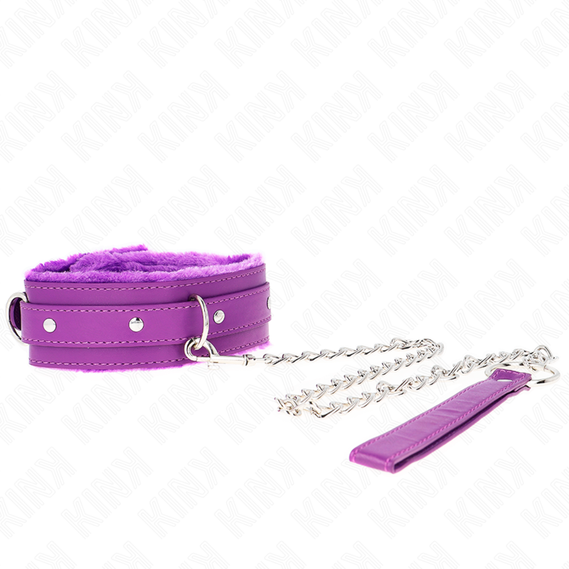 KINK Halsband mit Leine – Lila, verstellbar 36–42 cm | 65 cm Band 5,5 cm BDSM-Zubehör diskret online kaufen