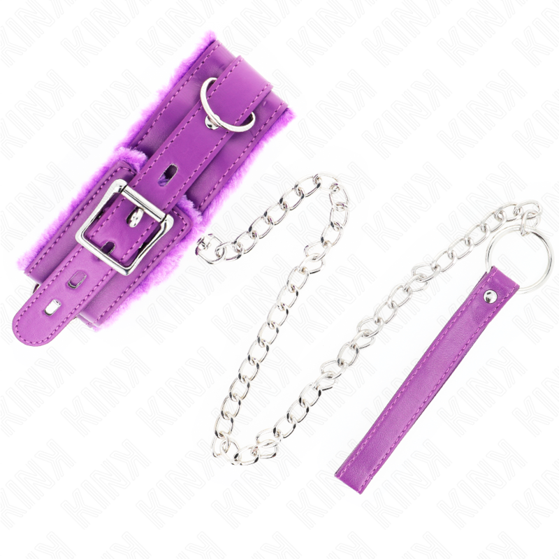 KINK Halsband mit Leine – Lila, verstellbar 36–42 cm | 65 cm Band 5,5 cm für sinnliche und diskrete Momente