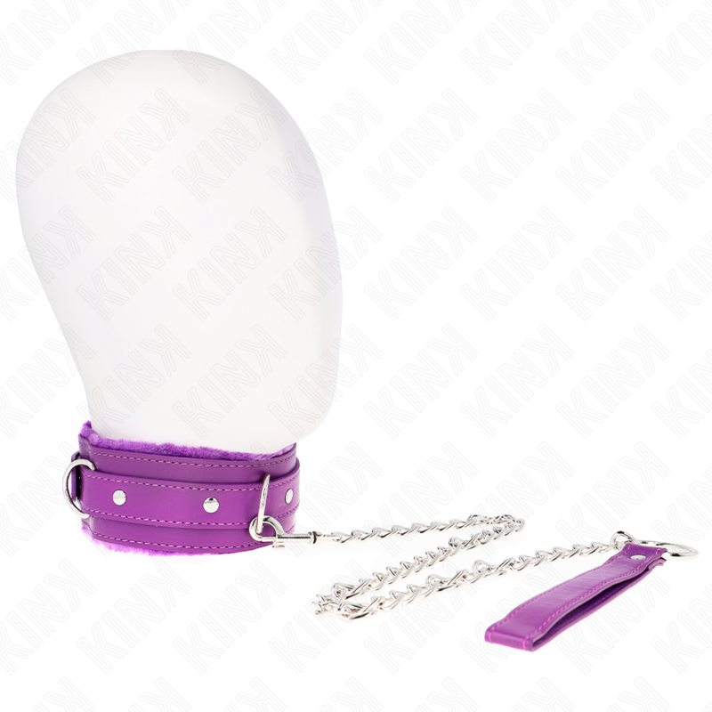 KINK Halsband mit Leine – Lila, verstellbar 36–42 cm | 65 cm Band 5,5 cm Produktansicht und Details