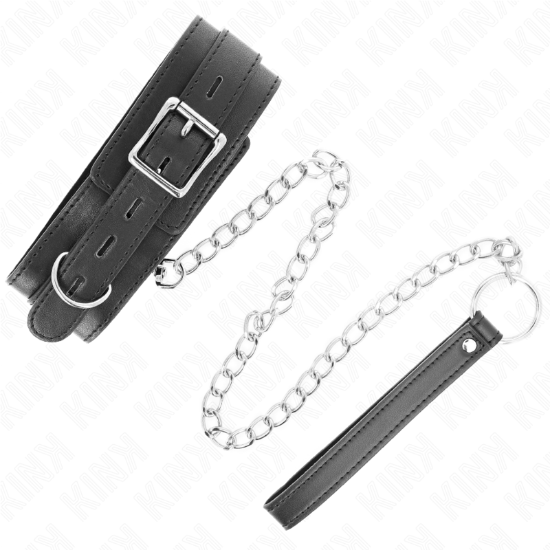 KINK Halsband mit Gürtel & Riemen – 65 cm Schwarz | Breite 4,5 cm hochwertiges Zubehör