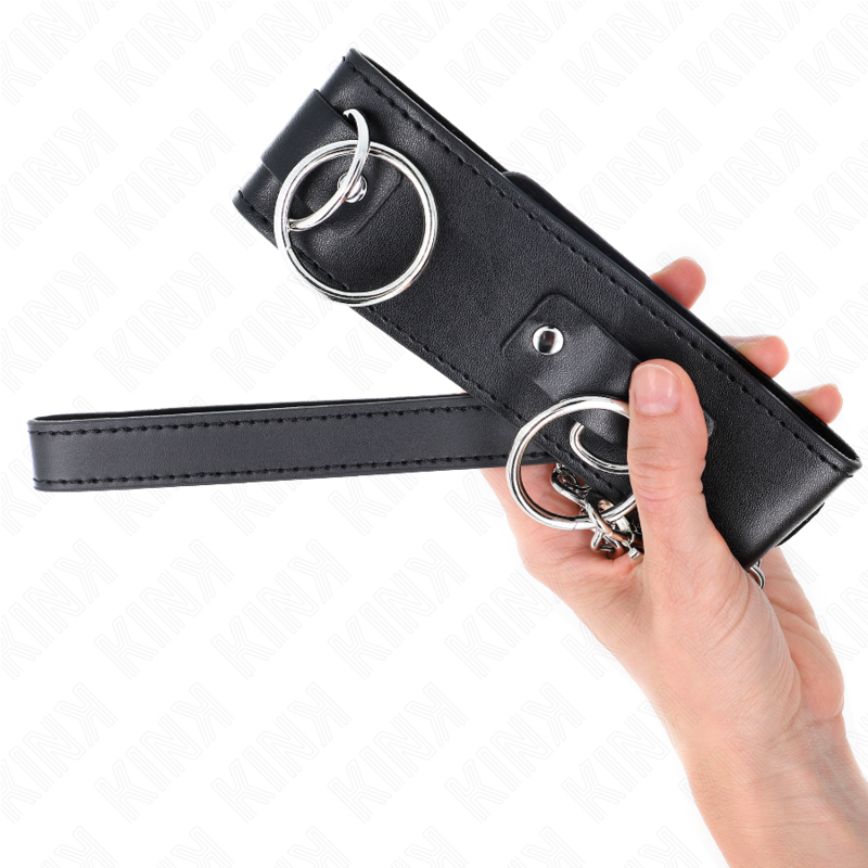 KINK Halskette mit Leine & 3-Ring Modell – verstellbar 36–43 cm | 65 cm Band 5 cm BDSM-Zubehör diskret online kaufen