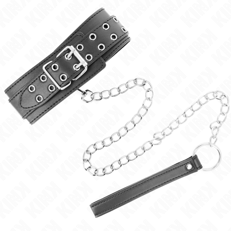 KINK Halskette mit Riemen & silberner Schnalle – verstellbar 33–46 cm | 65 cm Band BDSM-Zubehör diskret online kaufen