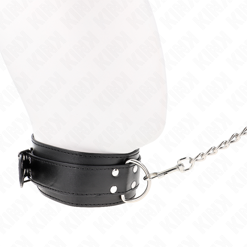 KINK Halskette mit Riemen & silberner Schnalle – verstellbar 33–46 cm | 65 cm Band bei Secret Pulse im Erotikshop