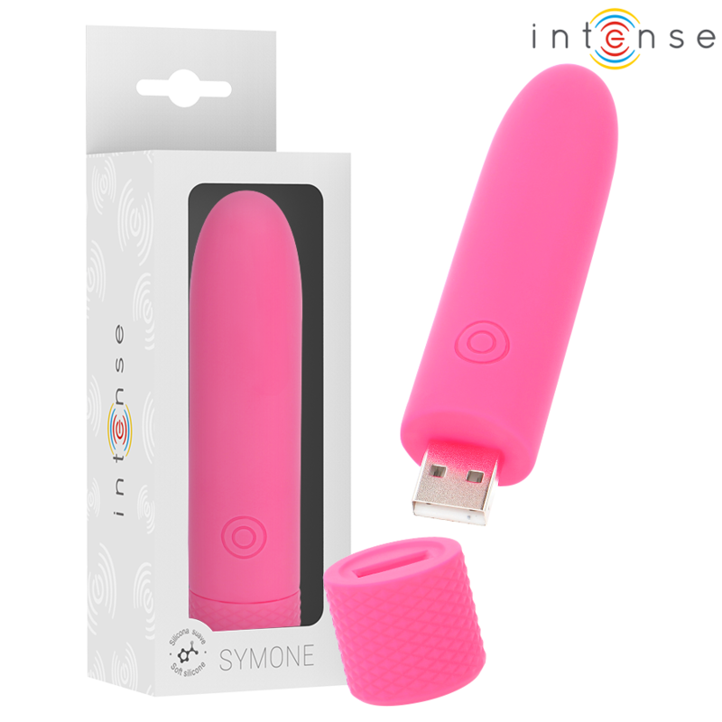 INTENSE - SYMONE USB WIEDERAUFLADBARER VIBRIERENDER BULLET 8 VIBRATIONEN ROSA 10 X 2,2 CM – Vibrator Bild 1