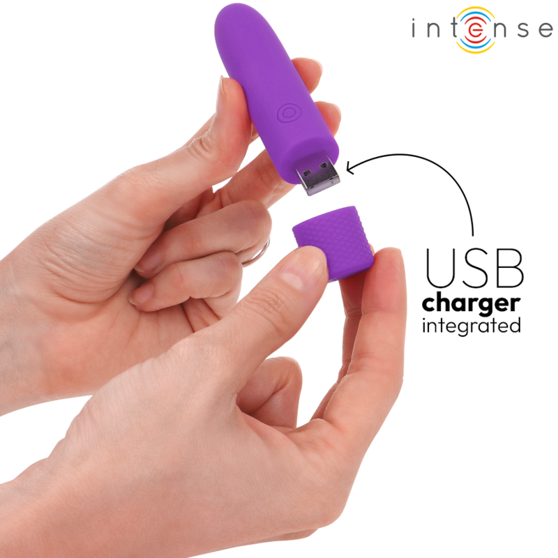 INTENSE - SYMONE USB WIEDERAUFLADBARER VIBRIERENDER BULLET 8 VIBRATIONEN LILA 10 X 2,2 CM – Vibrator Bild 9