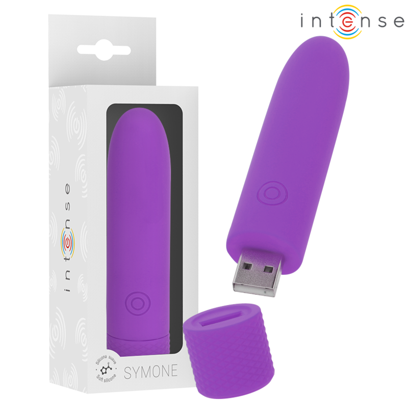 INTENSE - SYMONE USB WIEDERAUFLADBARER VIBRIERENDER BULLET 8 VIBRATIONEN LILA 10 X 2,2 CM – Vibrator Bild 1