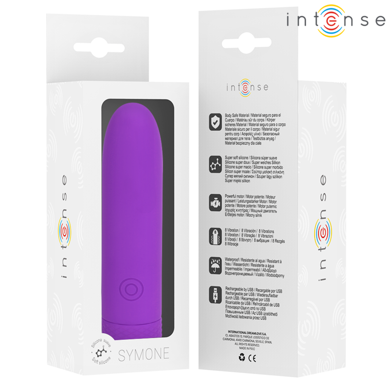 INTENSE - SYMONE USB WIEDERAUFLADBARER VIBRIERENDER BULLET 8 VIBRATIONEN LILA 10 X 2,2 CM – Vibrator Bild 14