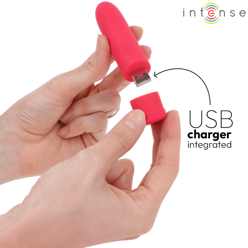 INTENSE - SYMONE USB WIEDERAUFLADBARER VIBRIERENDER BULLET 8 VIBRATIONEN ROT 10 X 2,2 CM – Vibrator Bild 10