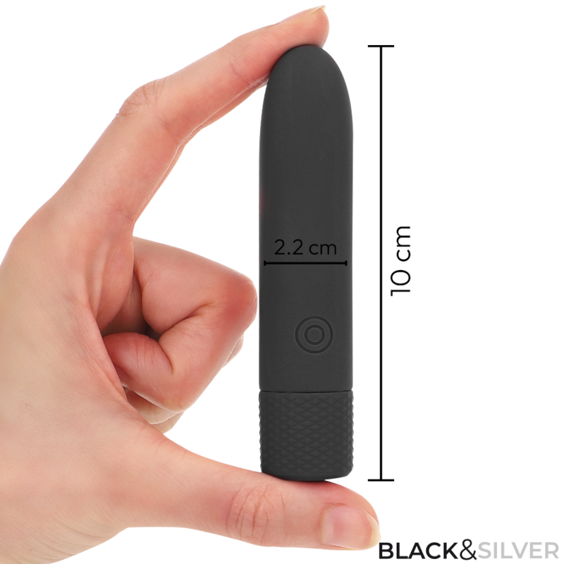 BLACK & SILVER - GERI USB WIEDERAUFLADBARER VIBRIERENDER BULLET 8 VIBRATIONEN SCHWARZ 10 X 2,2 CM – Vibrator Bild 9