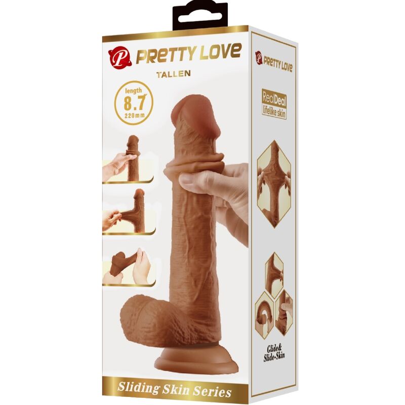 Pretty Love Großer Realistischer Dildo 22 cm – Saugnapf Braun Produktansicht und Details