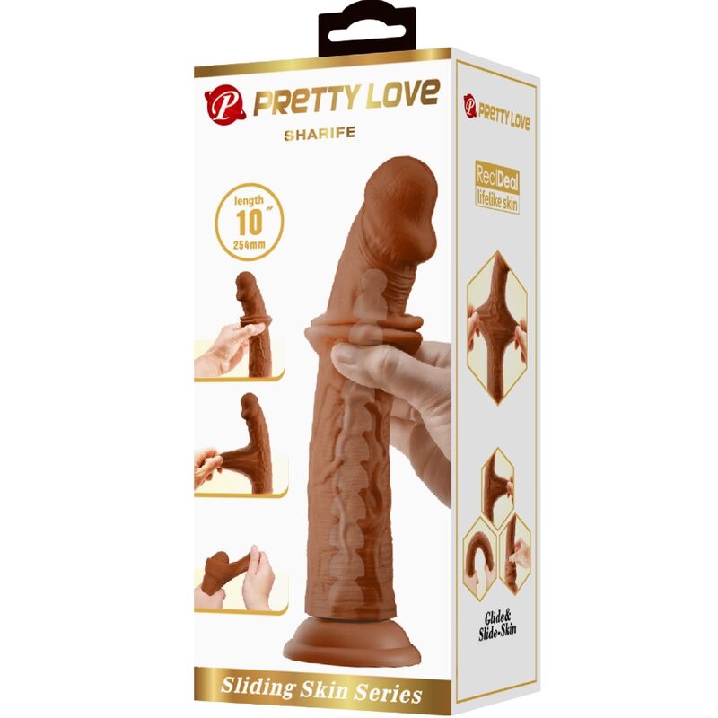 Pretty Love Sharife Realistischer Dildo 25 cm – Saugnapf Braun realistischer Dildo diskret online kaufen