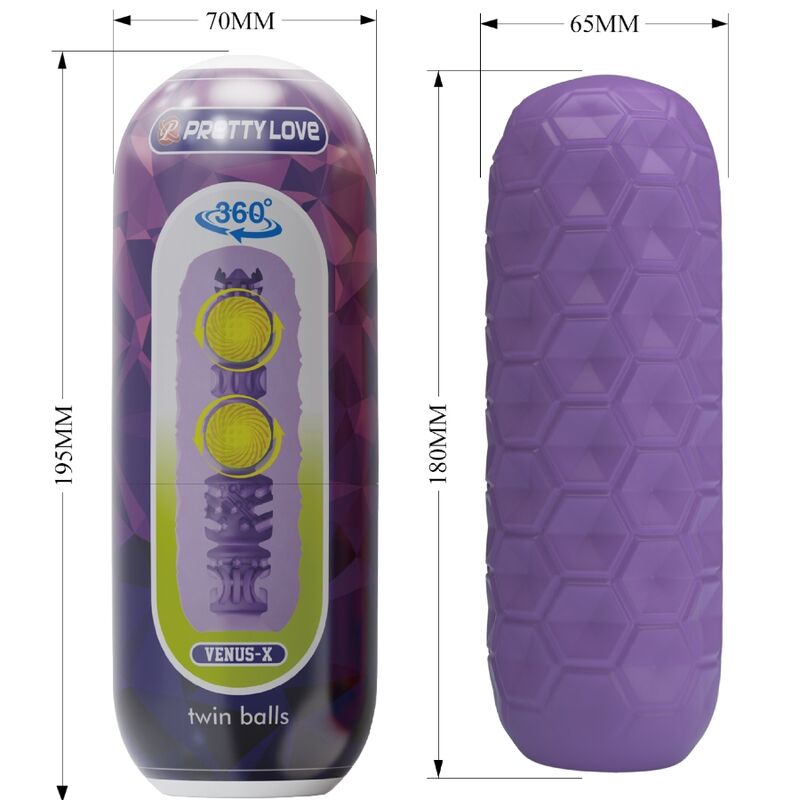 PRETTY LOVE - TWIN BALLS MÄNNLICHER MASTURBATOR LILA Produktansicht und Details
