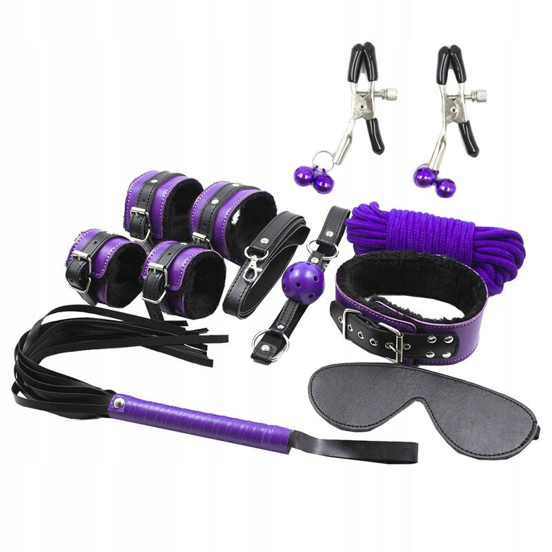 SECRETPLAY - BDSM SET 8PCS PURBLE / BLACK. Set Produktansicht