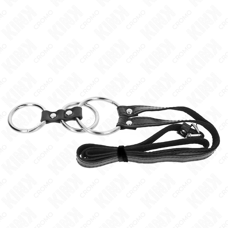 KINK - DREIFACH METALL PENISRING 3,8 CM BIS 5 CM MIT LEDERGURTE 112 CM für sinnliche und diskrete Momente