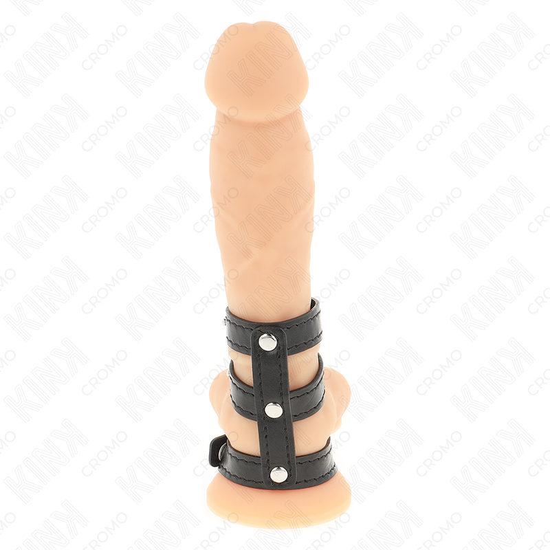 KINK - DREIFACH LEDER PENISRING MIT DRUCKVERSCHLUSS – Penisring Bild 2