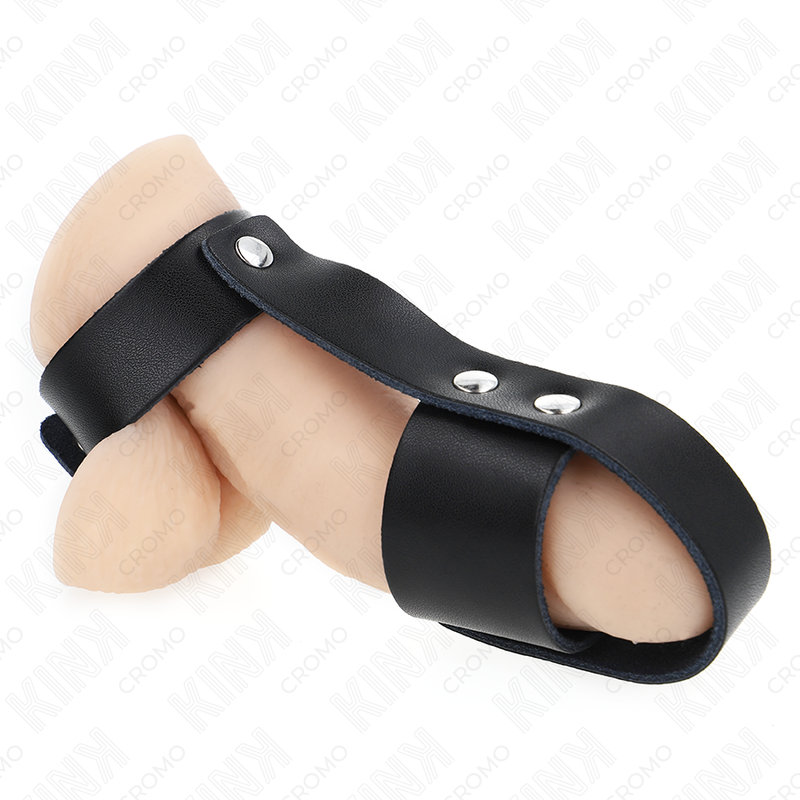 KINK - PENISKÄFIGRING AUS LEDER MIT VERSTELLBAREM HOCKENTRENNER Keuschheitskäfig diskret online kaufen