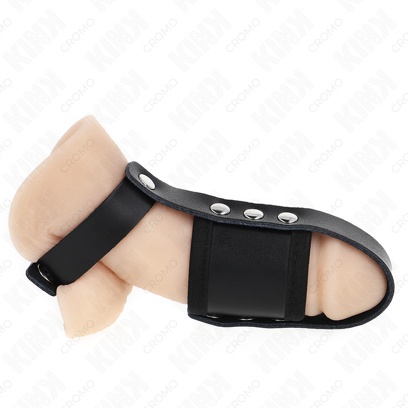 KINK - PENISKÄFIGRING AUS LEDER MIT VERSTELLBAREM BESCHICHTETEM HOCKENTRENNERGURT Keuschheitskäfig diskret online kaufen