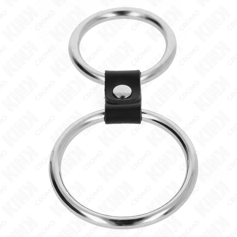 KINK - DOPPELTER PENISRING AUS METALL 3,7 CM BIS 5 CM VERBUNDEN DURCH LEDERBAND MODELL 1 hochwertiges Zubehör