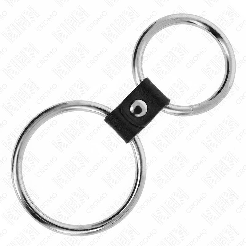 KINK - DOPPELTER PENISRING AUS METALL 3,7 CM BIS 5 CM VERBUNDEN DURCH LEDERBAND MODELL 1 bei Secret Pulse im Erotikshop