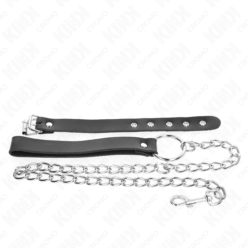 KINK - PENISRING AUS LEDER MIT RIEMEN 21,5 X 2 CM UND METALLKETTE 60 CM hochwertiges Zubehör