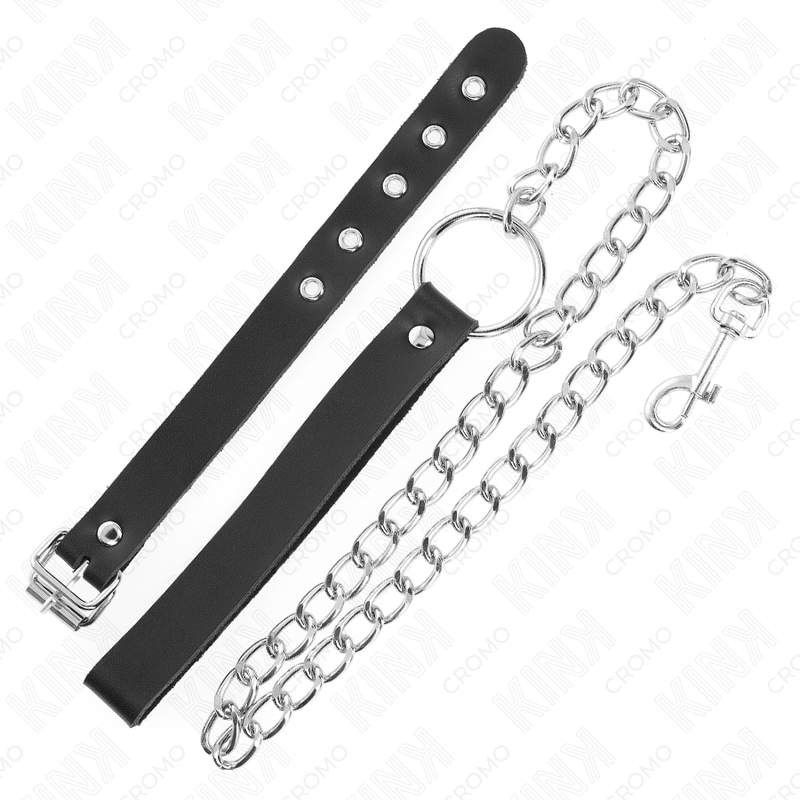 KINK - PENISRING AUS LEDER MIT RIEMEN 21,5 X 2 CM UND METALLKETTE 60 CM bei Secret Pulse im Erotikshop