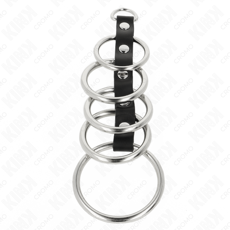 KINK - 5 METALL PENISRINGE 3,2 CM BIS 5 CM DURCH LEDER VERBUNDEN Penisring diskret online kaufen