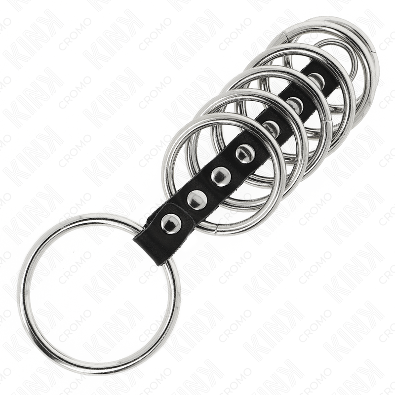 KINK - 7 PENISRINGE AUS METALL 3,2 CM BIS 5 CM DURCH LEDER VERBUNDEN Produktansicht und Details