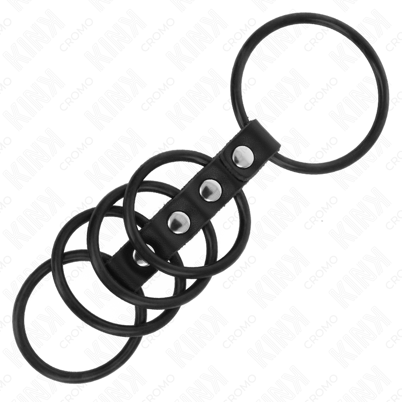 KINK - 5 PENISRINGE AUS SILIKON 3,8 CM BIS 4,8 CM DURCH LEDER VERBUNDEN hochwertiges Zubehör