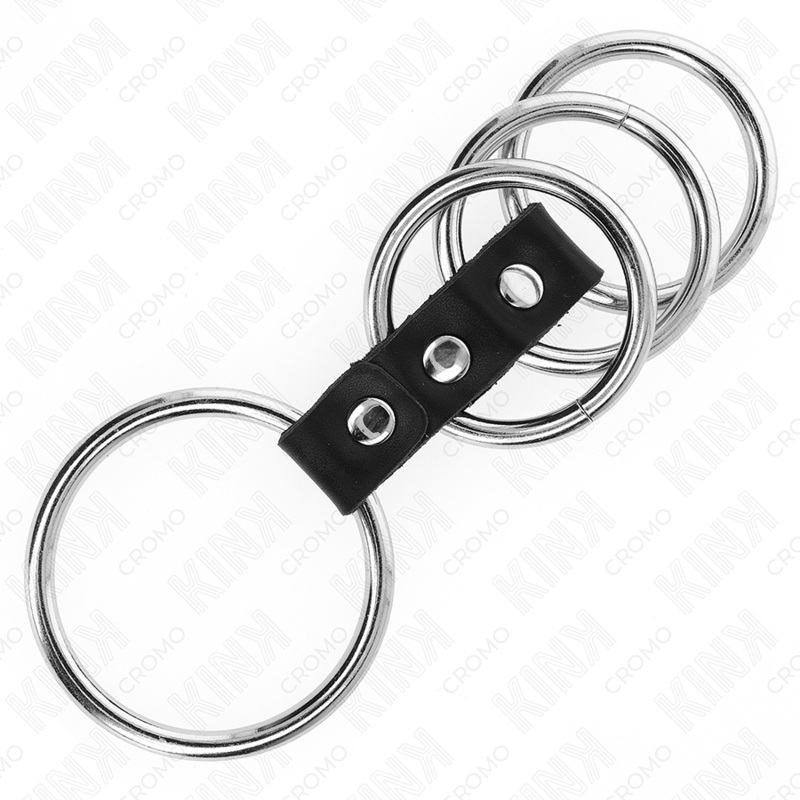 KINK - 4 METALL PENISRINGE 3,7 CM BIS 5 CM DURCH LEDER VERBUNDEN hochwertiges Zubehör