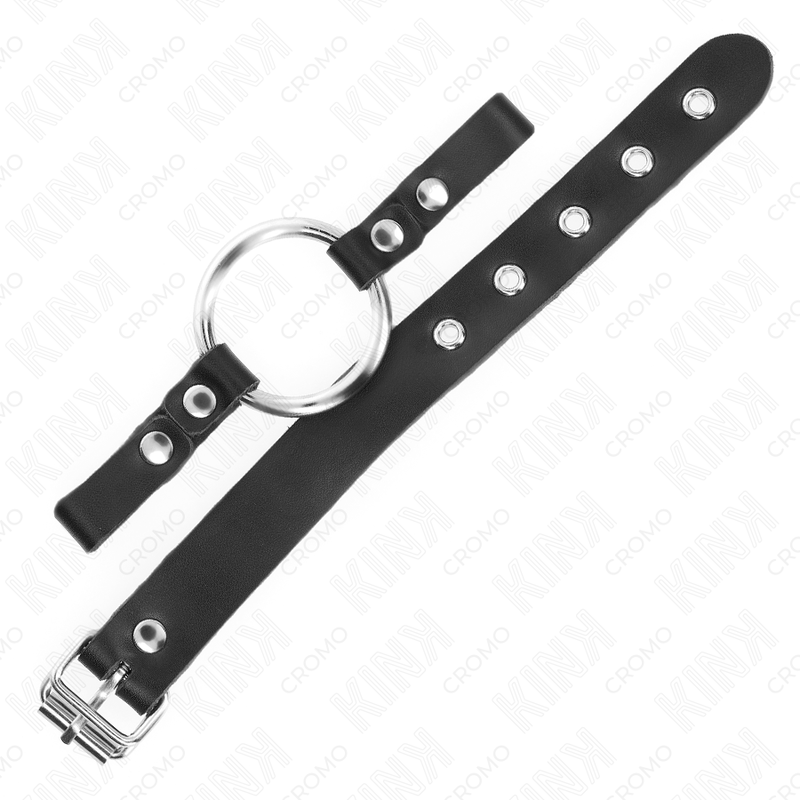 KINK - PENISRING AUS LEDER MIT SCHNALLVERSCHLUSS 22 X 2 CM MIT METALLRING 4 CM Produktansicht und Details