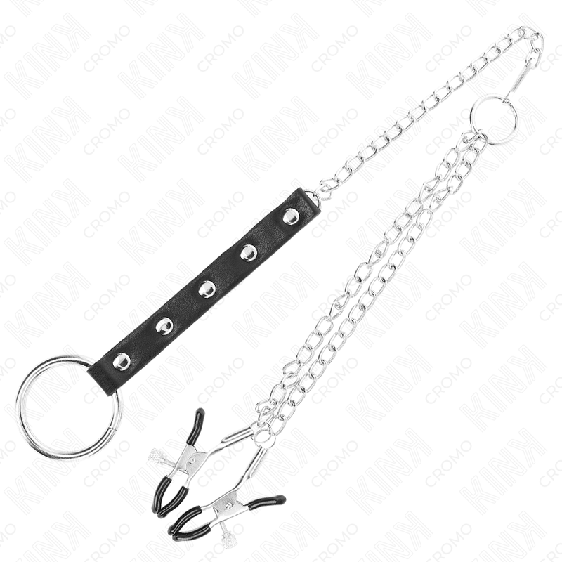 KINK - METALL-PENISRING MIT KETTE UND VERSTELLBAREN BRUSTKLAMMERN Penisring diskret online kaufen
