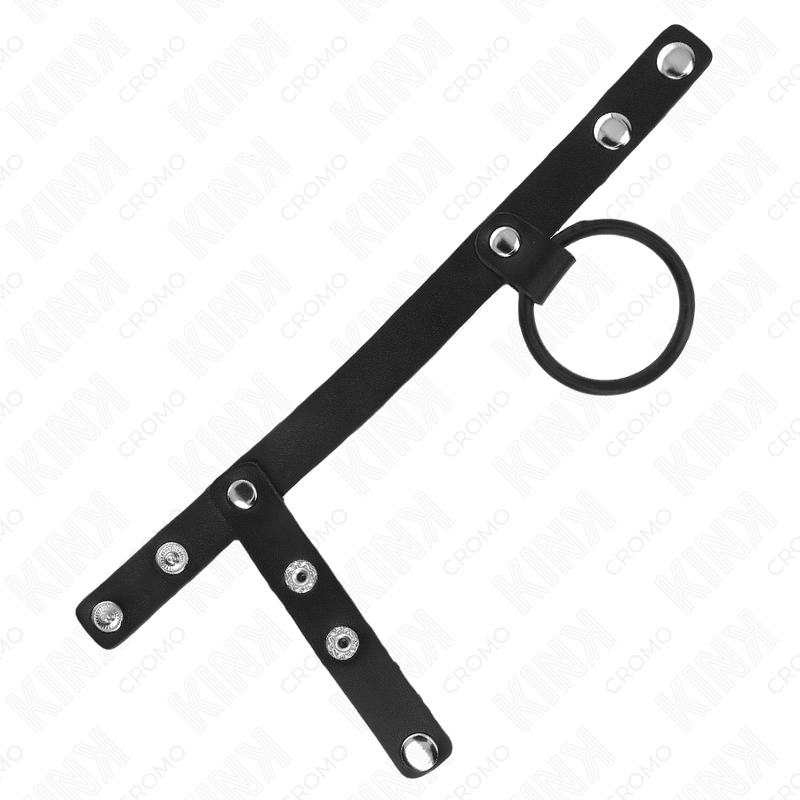 KINK - PENISRING AUS SILIKON 3,8 CM MIT HOHEM TEILER UND LEDERBAND 22 X 1,5 CM Produktansicht und Details