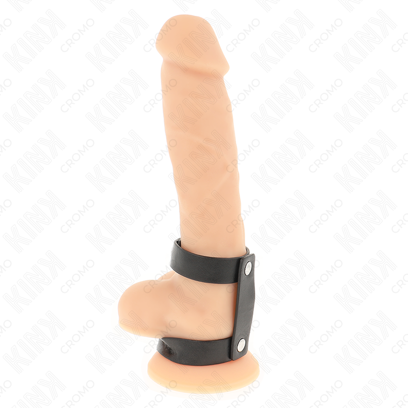 KINK - VERSTELLBARER DOPPELTER PENISRING AUS LEDER Produktansicht und Details