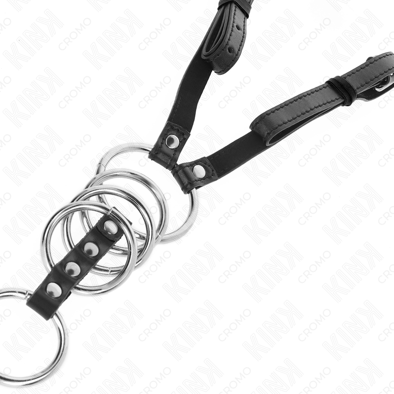 KINK - 5 PENISRINGE 3,8 CM BIS 5 CM METALL MIT LEDERGURT 112 CM Penisring diskret online kaufen