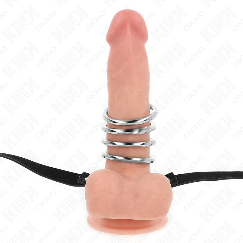 KINK - 5 PENISRINGE 3,8 CM BIS 5 CM METALL MIT LEDERGURT 112 CM bei Secret Pulse im Erotikshop