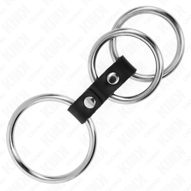 KINK - DREIFACH METALL PENISRING 3,7 CM BIS 5 CM MIT LEDER VERBUNDEN für sinnliche und diskrete Momente
