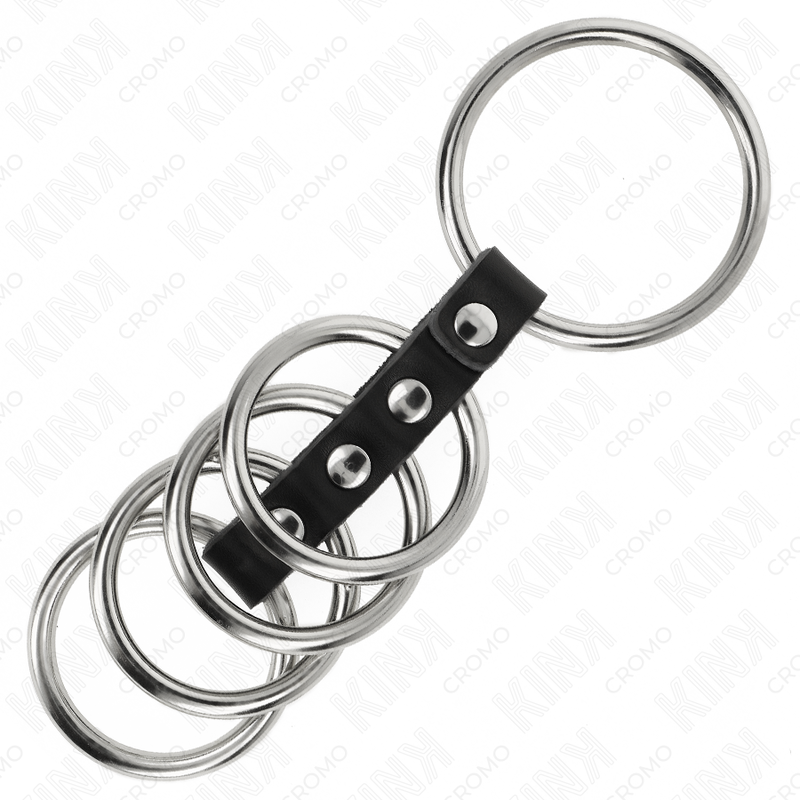 KINK - 5 PENISRINGE 3,7 CM BIS 5 CM METALL DURCH LEDER VERBUNDEN Produktansicht und Details