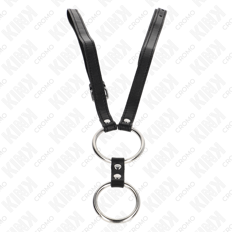 KINK - DOPPELTER PENISRING AUS METALL 3,8 CM BIS 5 CM MIT LEDERGURTE 112 CM hochwertiges Zubehör