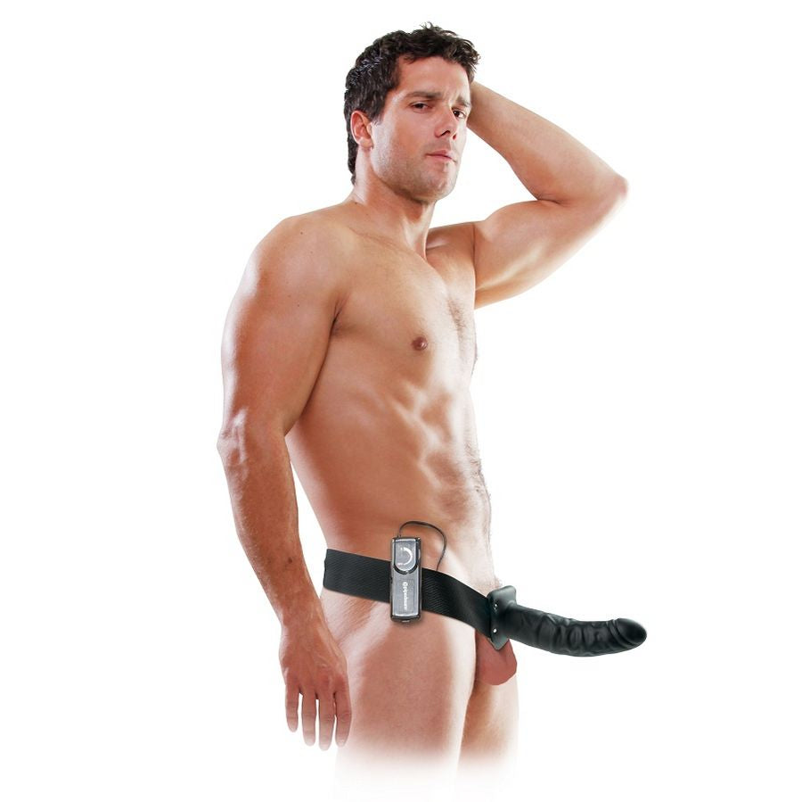 Fetish Fantasy Series Vibrierender Hohl-Strap-On 20 cm – Schwarz, Multi-Speed Vibration Strap-On Dildo diskret online kaufen