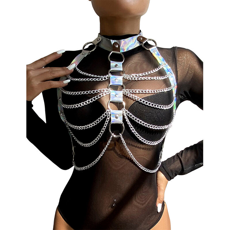 SUBBLIME - 953737 BRUSTGURT MIT RINGEN UND KETTEN SILBER EINE GRÖSSE – Erotik-Schmuck Bild 1
