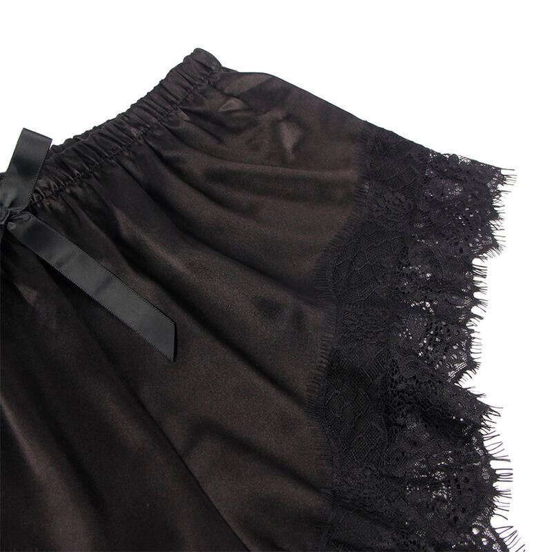 SUBBLIME - 953942 LÄSSIGE SEIDENNACHTHEMD + SPITZENHOSE SCHWARZ L/XL – Rollenspiel-Kostüm Bild 5