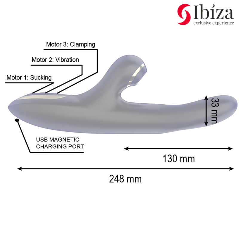 IBIZA Doppelvibrator Klemme – Schwarzer Doppelklemmen-Vibrator, Wasserdicht & USB – Vibrator Bild 7