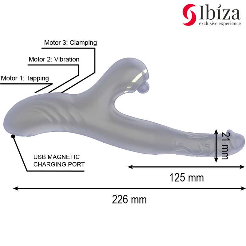 IBIZA Zwei Drachen Doppelvibrator – Klitoris- & G-Punkt-Stimulation, Schwarz – Klitorisstimulator Bild 5