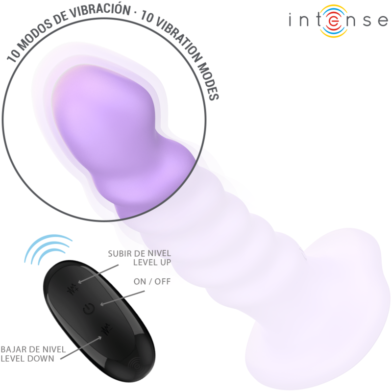 INTENSE - BRENDA VIBRATOR GRÖSSE M SPIRALENDESIGN 10 VIBRATIONEN LILA FERNBEDIENUNG – Vibrator Bild 5