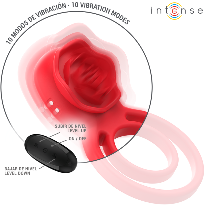 INTENSE Gail Stimulator – 10 Vibrationsstufen, Fernbedienung, Wasserdicht, Rot – Vibrator Bild 4