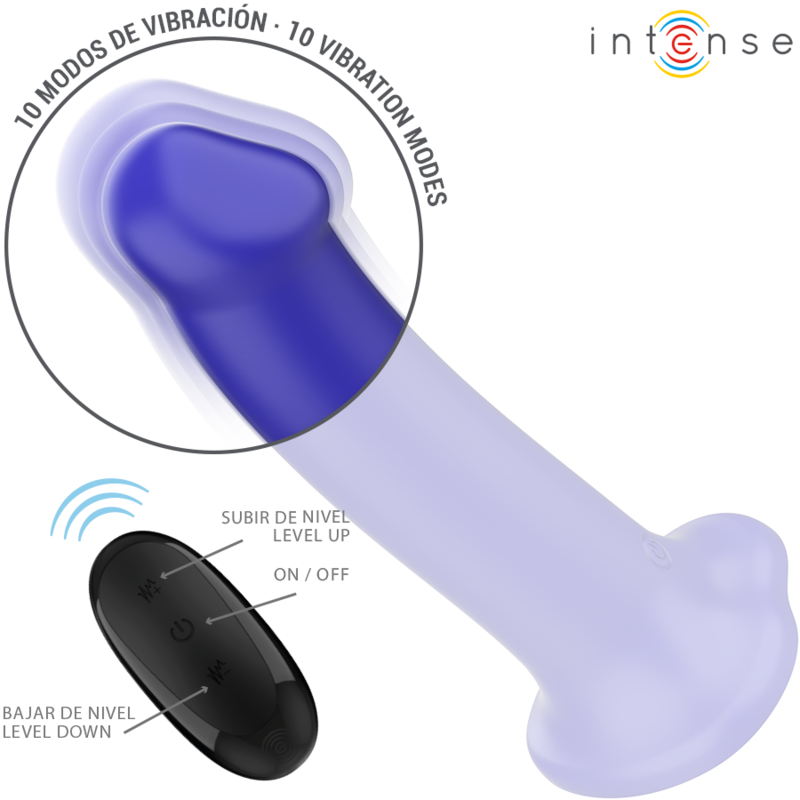 INTENSE Victoria Vibrator 19,5 cm – Dunkelblau, Saugnapf, 10 Vibrationsmodi, Fernbedienung – Vibrator Bild 5