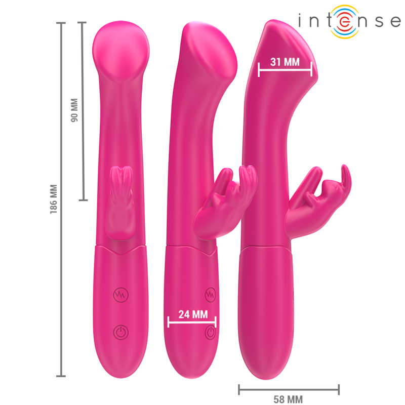 INTENSE - JULIETA RABBIT VIBRATOR 18,6 CM 10 VIBRATIONEN ROSA Produktansicht und Details