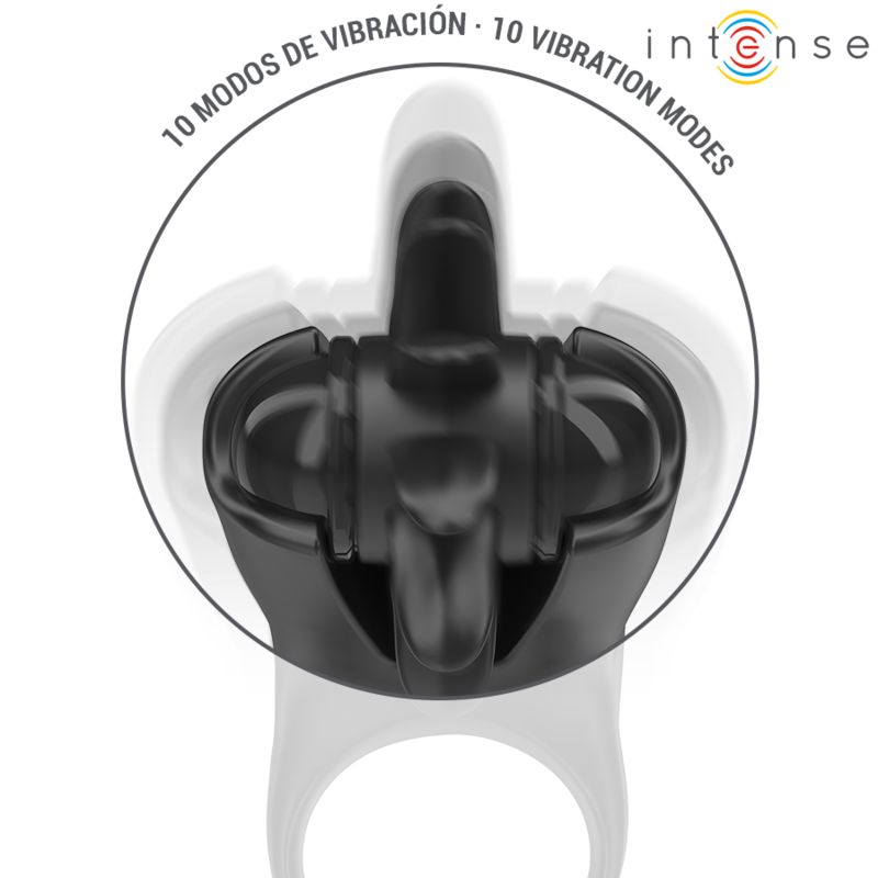 INTENSE - MABEL VIBRATIONSRING 10 VIBRATIONEN MIT KLITORISSTIMULATOR SCHWARZ – Klitorisstimulator Bild 8
