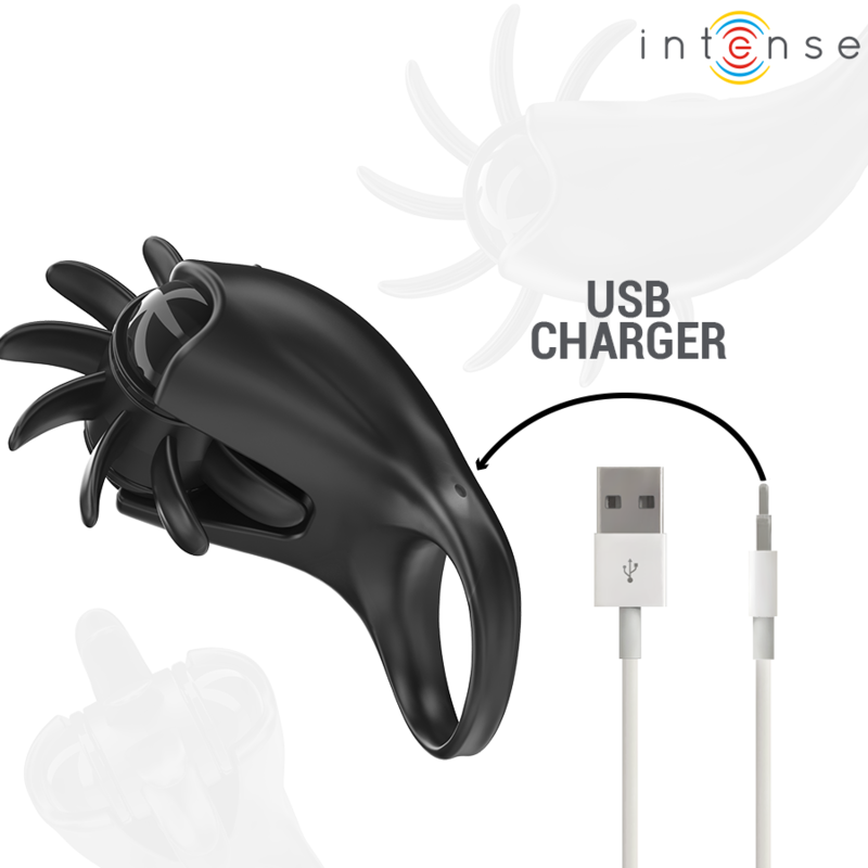INTENSE - MABEL VIBRATIONSRING 10 VIBRATIONEN MIT KLITORISSTIMULATOR SCHWARZ – Klitorisstimulator Bild 11