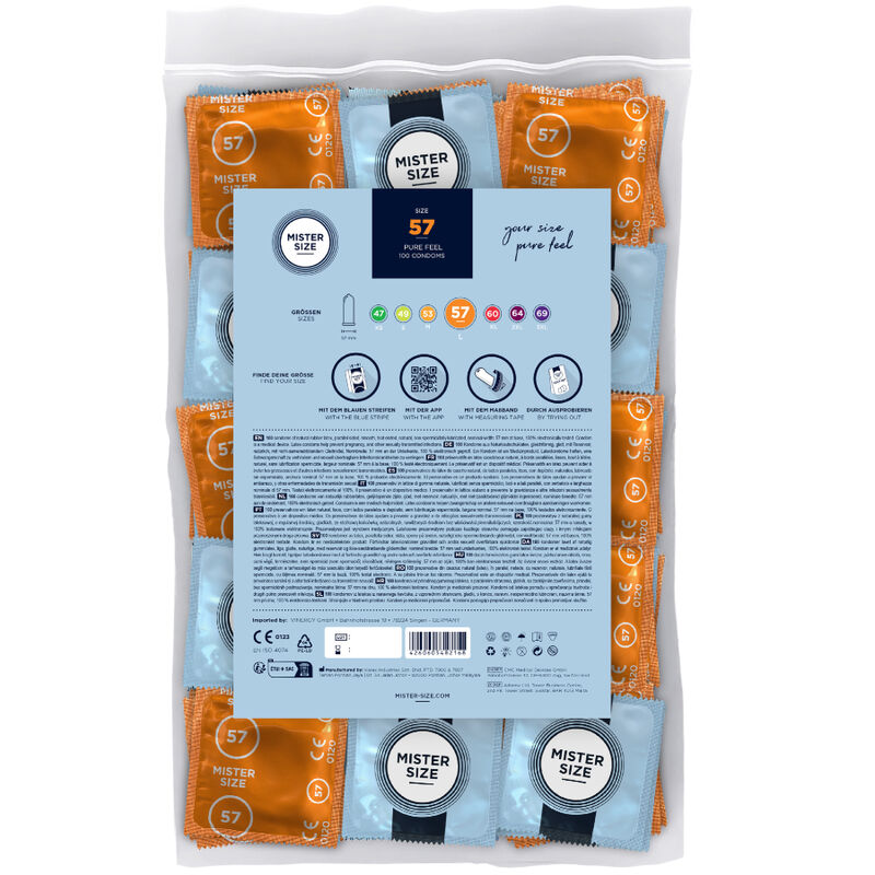 Mister Size L Kondome 57 mm – 100er Pack, extra Komfort & Sicherheit Produktverpackung und Details